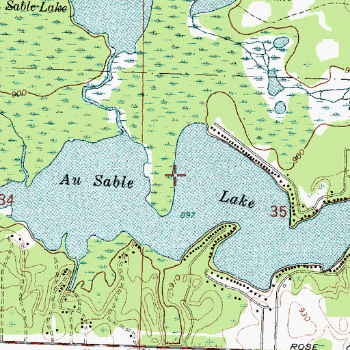 Topographic Map of Au Sable Lake, MI