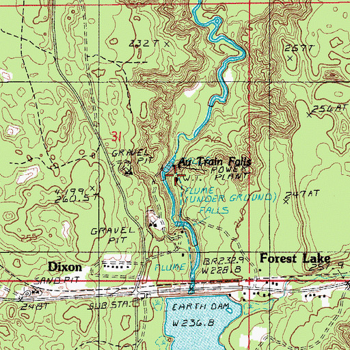 Topographic Map of Au Train Falls, MI