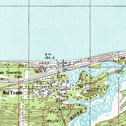 Topographic Map of Au Train River, MI