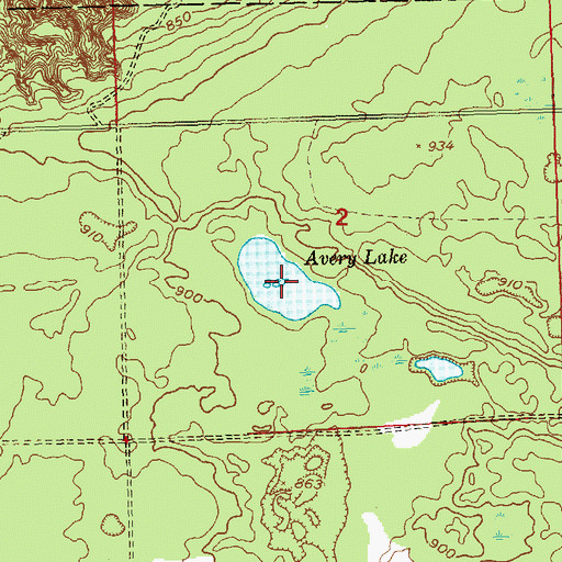 Topographic Map of Avery Lake, MI