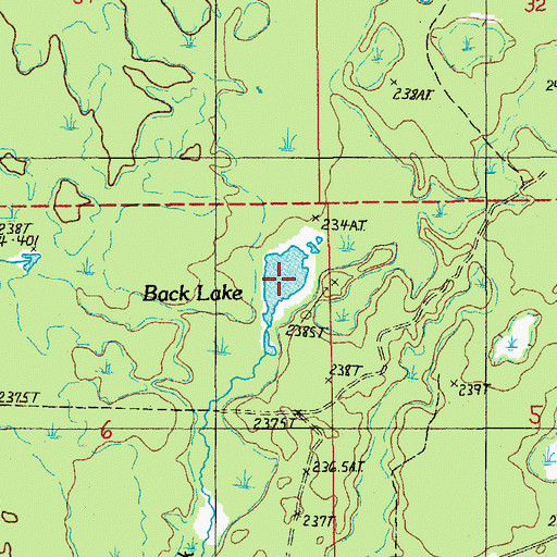 Topographic Map of Back Lake, MI
