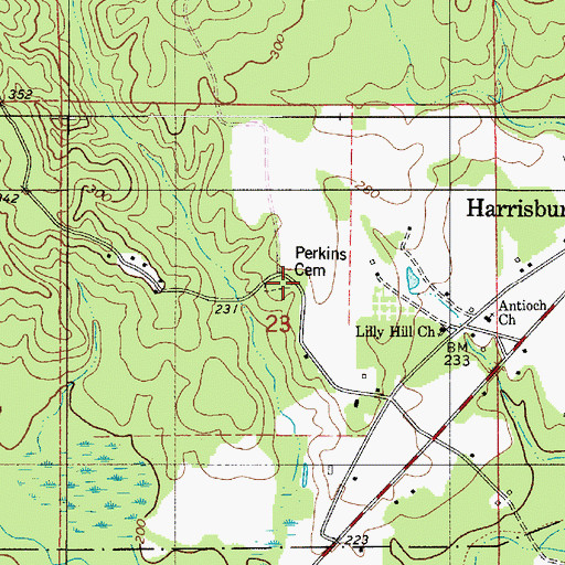Topographic Map of Perkins Cemetery, AL