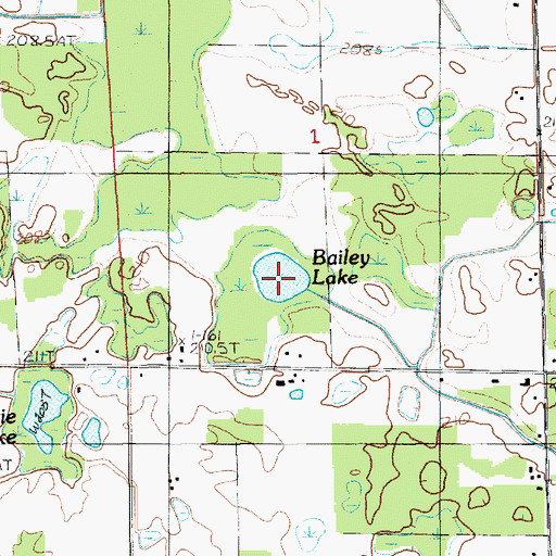 Topographic Map of Bailey Lake, MI