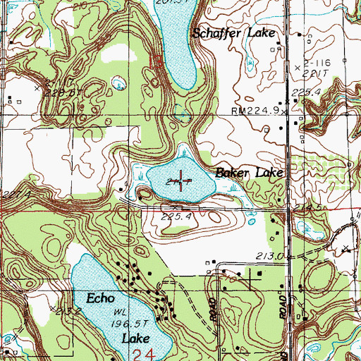 Topographic Map of Baker Lake, MI