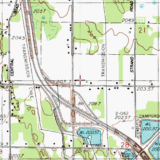 Topographic Map of Baker School, MI