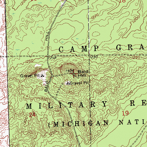 Topographic Map of Bald Hill, MI