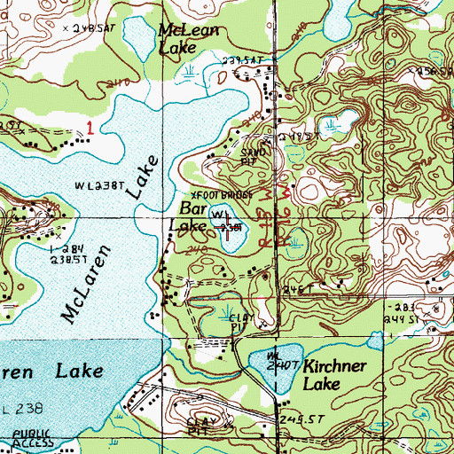 Topographic Map of Bar Lake, MI
