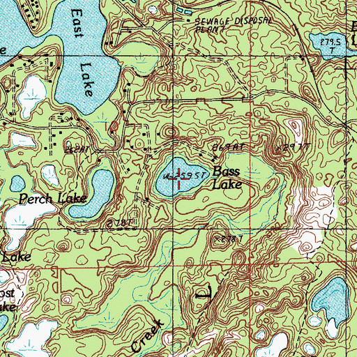 Topographic Map of Bass Lake, MI