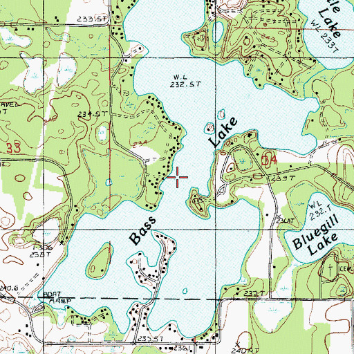 Topographic Map of Bass Lake, MI