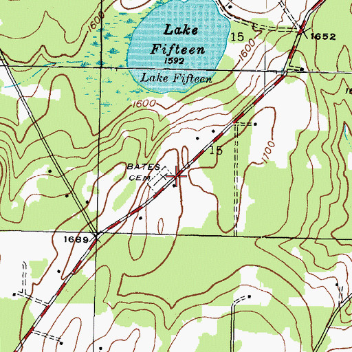 Topographic Map of Bates Cemetery, MI