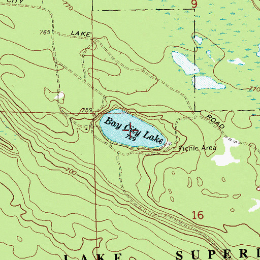Topographic Map of Bay City Lake, MI