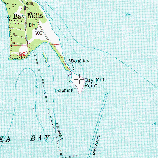 Topographic Map of Bay Mills Point, MI