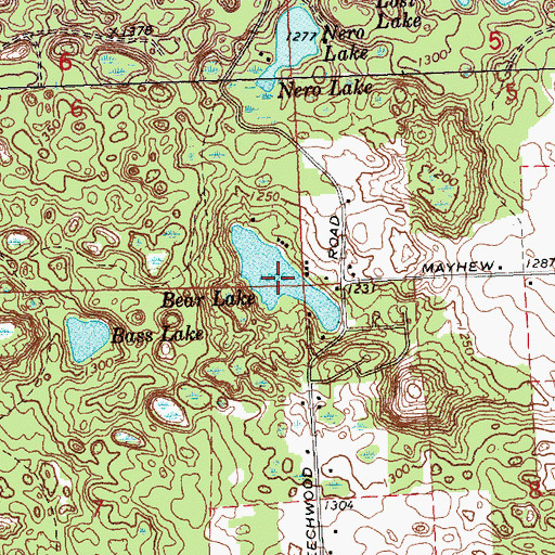Topographic Map of Bear Lake, MI