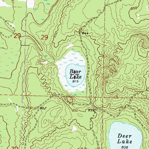 Topographic Map of Bear Lake, MI