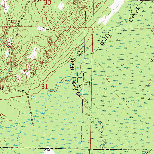 Topographic Map of Beaver Creek, MI