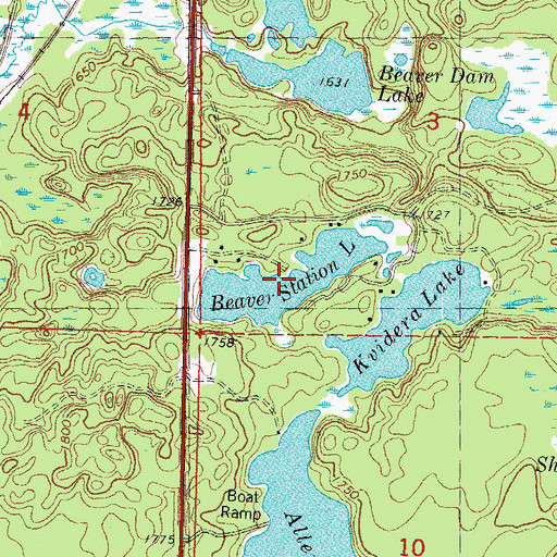 Topographic Map of Beaver Station Lake, MI