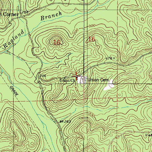 Topographic Map of Union Missionary Baptist Church, AL
