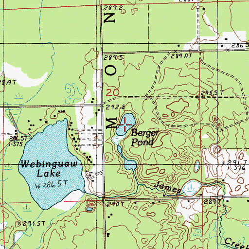 Topographic Map of Berger Pond, MI