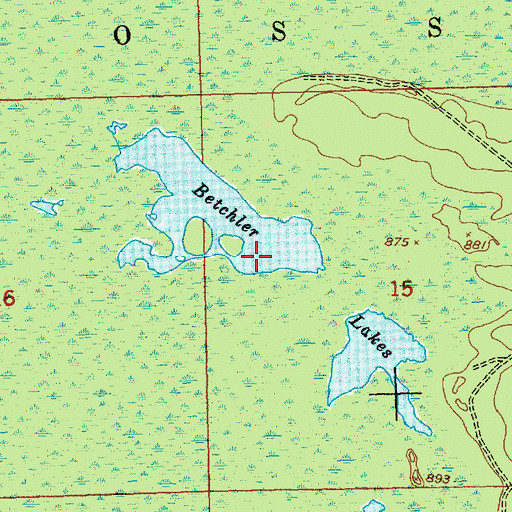 Topographic Map of Betchler Lakes, MI