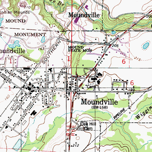 Topographic Map of Church of Christ, AL