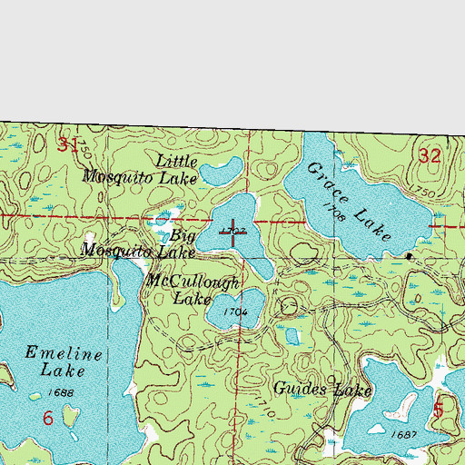Topographic Map of Big Mosquito Lake, MI