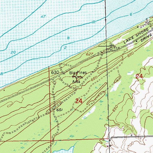 Topographic Map of Big Pines Picnic Area, MI