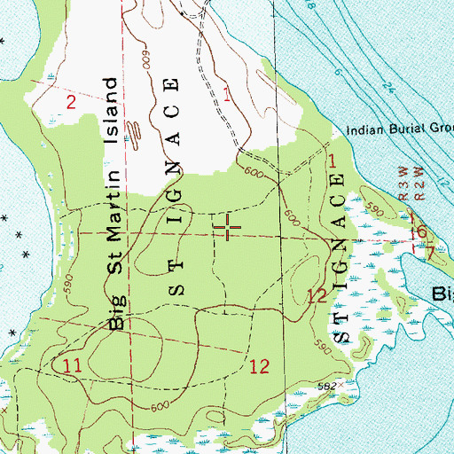 Topographic Map of Big Saint Martin Island, MI
