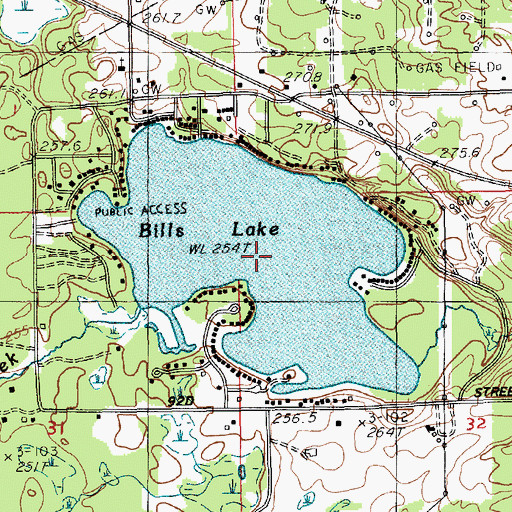 Topographic Map of Bills Lake, MI