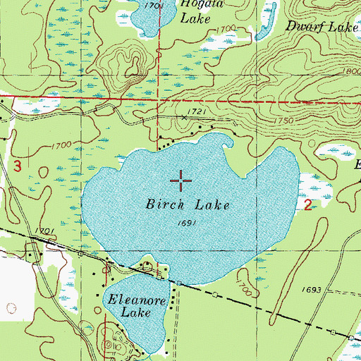 Topographic Map of Birch Lake, MI