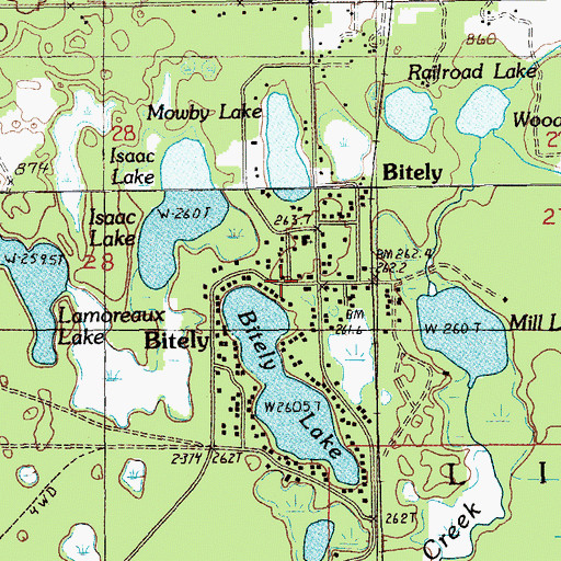 Topographic Map of Bitely, MI