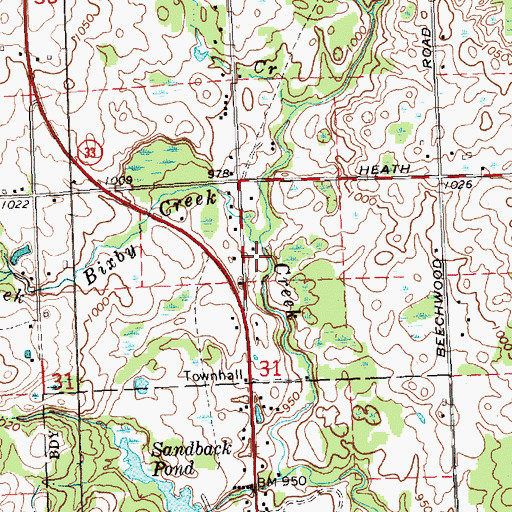 Topographic Map of Bixby Creek, MI