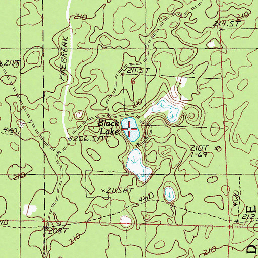 Topographic Map of Black Lake, MI
