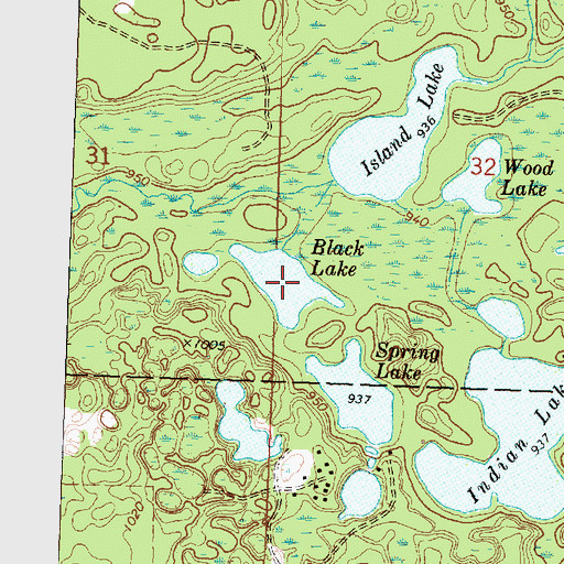 Topographic Map of Black Lake, MI