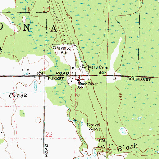 Topographic Map of Black River School, MI