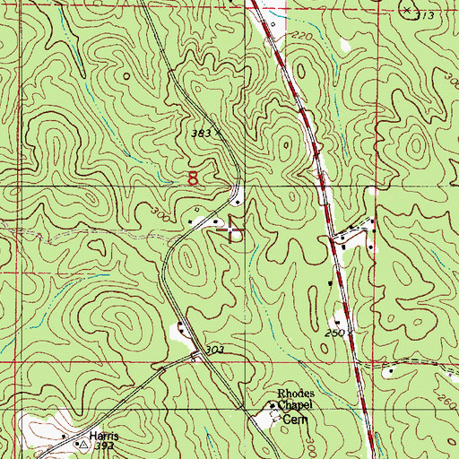 Topographic Map of Friendship Church, AL