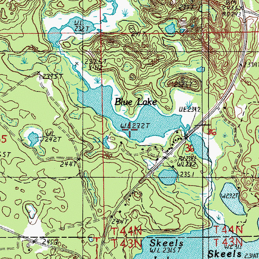 Topographic Map of Blue Lake, MI