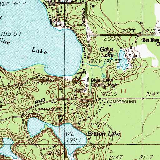 Topographic Map of Blue Lake County Park, MI