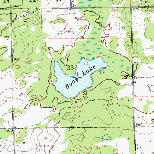 Topographic Map of Boaz Lake, MI