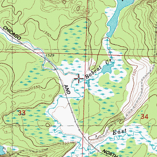 Topographic Map of Bobcat Creek, MI