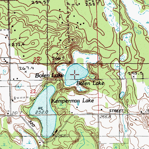 Topographic Map of Bolen Lake, MI