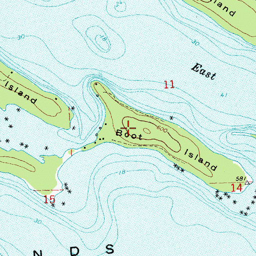 Topographic Map of Boot Island, MI