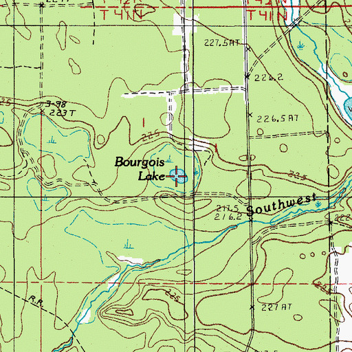 Topographic Map of Bourgois Lake, MI