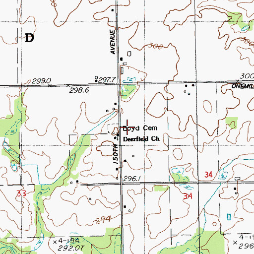Topographic Map of Boyd Cemetery, MI