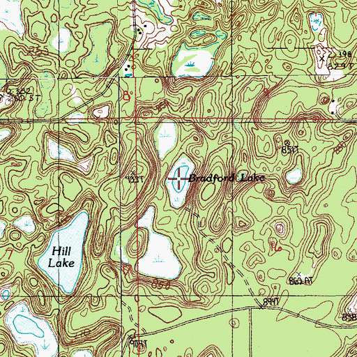 Topographic Map of Bradford Lake, MI