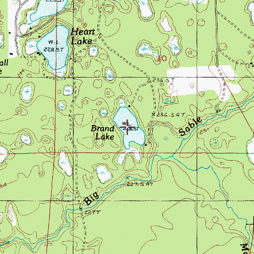 Topographic Map of Brand Lake, MI