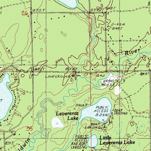Topographic Map of Bray Creek, MI