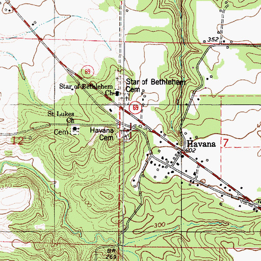 Topographic Map of Havana Church, AL