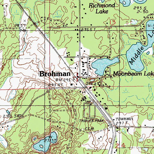 Topographic Map of Brohman, MI