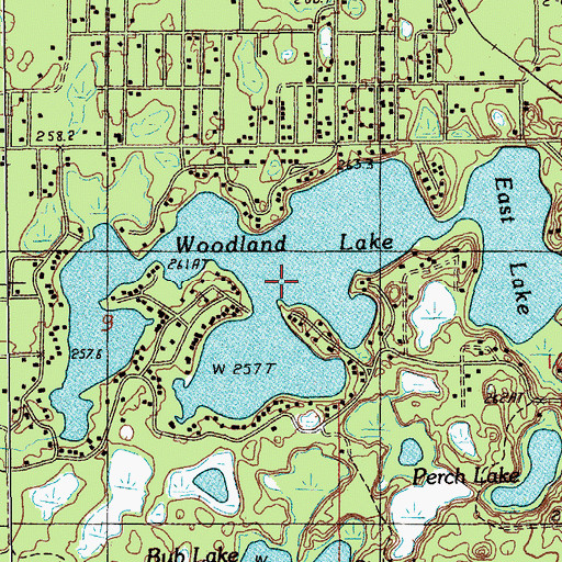 Topographic Map of Woodland Lake, MI