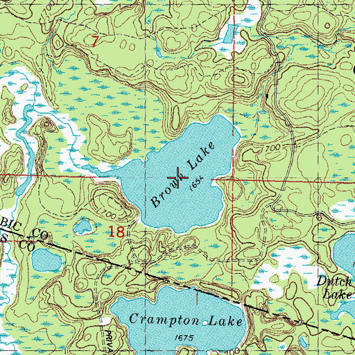 Topographic Map of Brown Lake, MI